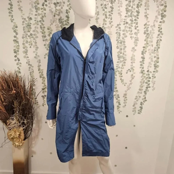 KORAL Eve Rincosa Blue Hooded Rain Jacket Size S - Picture 3 of 12
